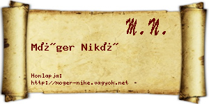 Móger Niké névjegykártya